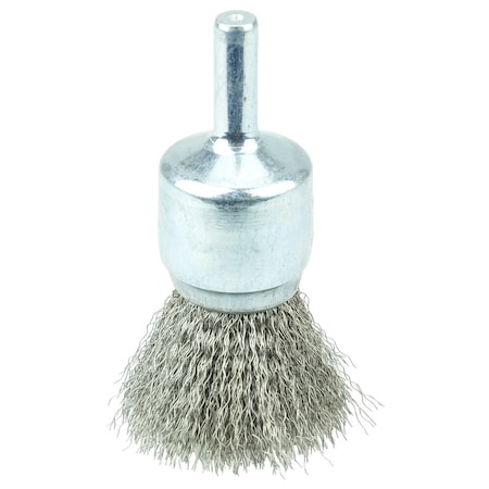 Weiler 3/4" Crimped Wire End Brush, .0104" Stainless Steel Fill 10018